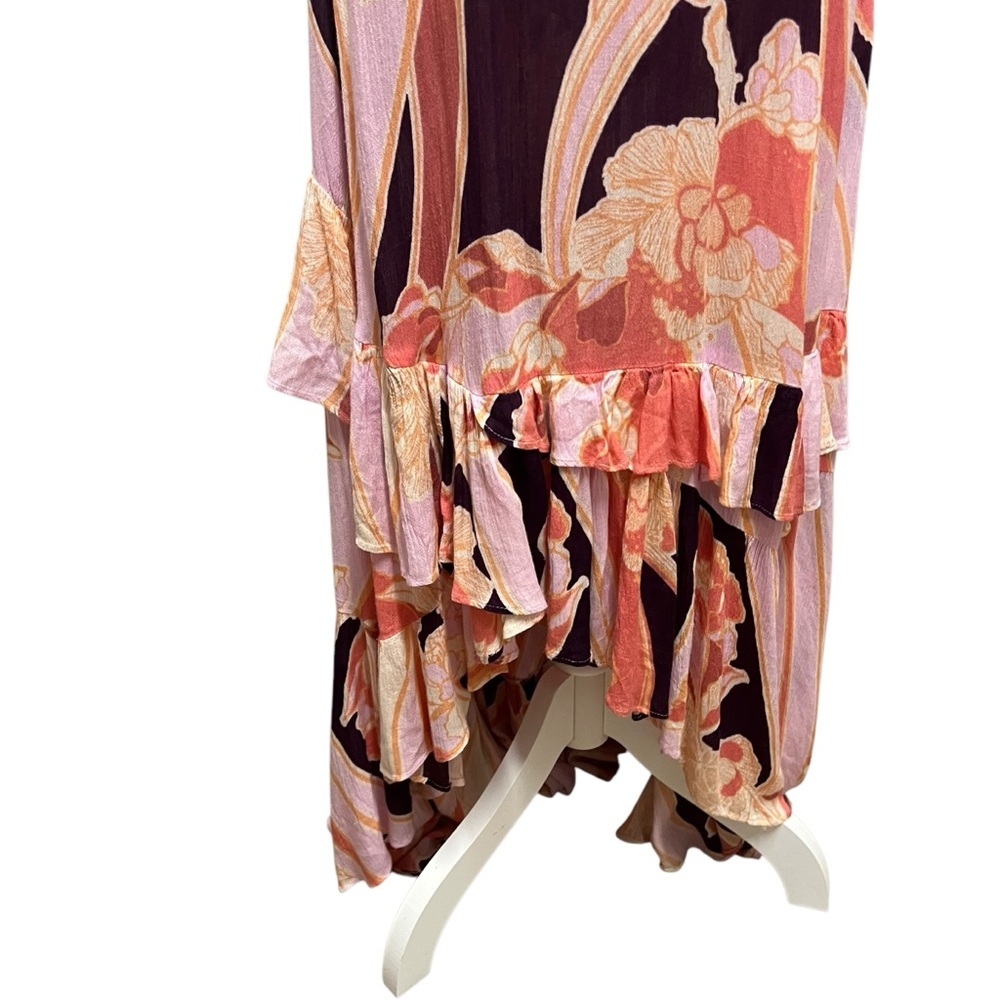 Free People Pink Bring Back The Summer Asymmetric Ruffle‎ Maxi Skirt Size 10 NWT - Picture 15 of 16